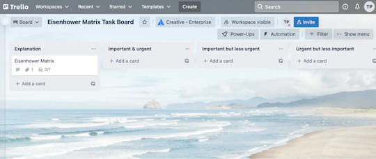 An image showing an Eisenhower Matrix Task Board template