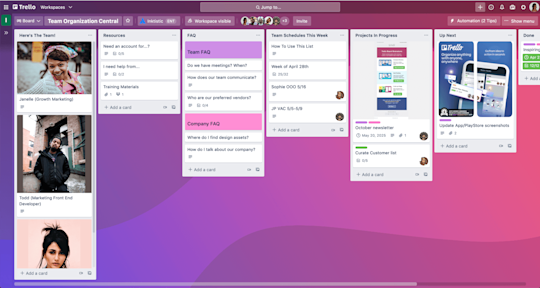 An image showing a team resource Trello board