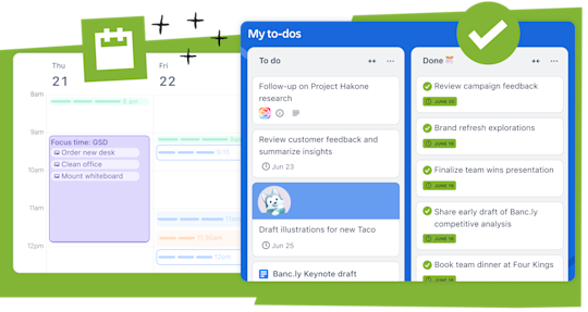 Illustration showing the features of Trello Standard